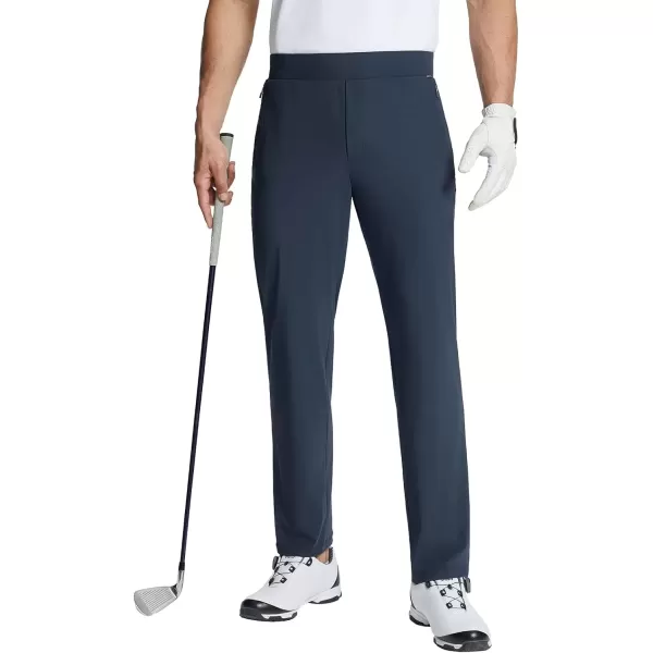 imageBALEAF Mens Golf Pants Stretch Relaxed Fit 30quot Sweatpants with Zipper Pockets Work Casual AthleticBdeep Blue