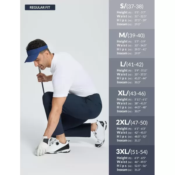 imageBALEAF Mens Golf Pants Stretch Relaxed Fit 30quot Sweatpants with Zipper Pockets Work Casual AthleticBdeep Blue