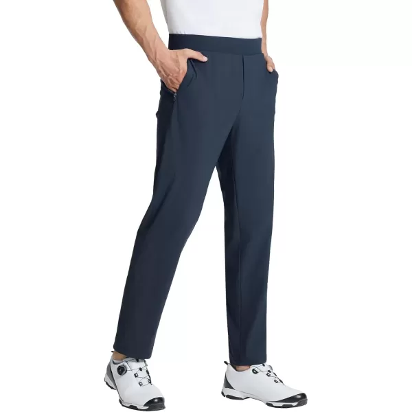 imageBALEAF Mens Golf Pants Stretch Relaxed Fit 30quot Sweatpants with Zipper Pockets Work Casual AthleticBdeep Blue