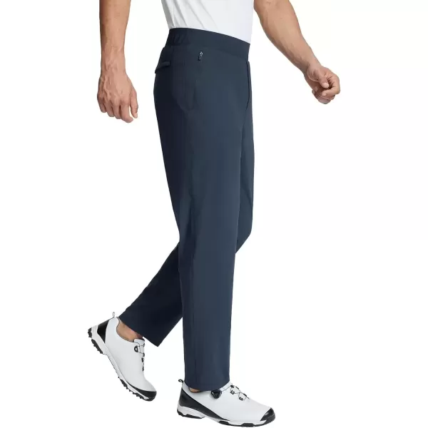 imageBALEAF Mens Golf Pants Stretch Relaxed Fit 30quot Sweatpants with Zipper Pockets Work Casual AthleticBdeep Blue