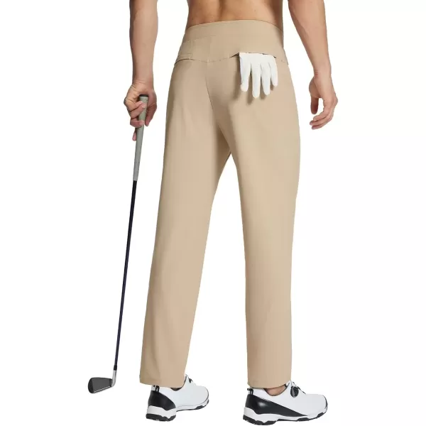 imageBALEAF Mens Golf Pants Stretch Relaxed Fit 30quot Sweatpants with Zipper Pockets Work Casual AthleticEkhaki