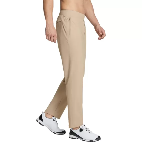 imageBALEAF Mens Golf Pants Stretch Relaxed Fit 30quot Sweatpants with Zipper Pockets Work Casual AthleticEkhaki