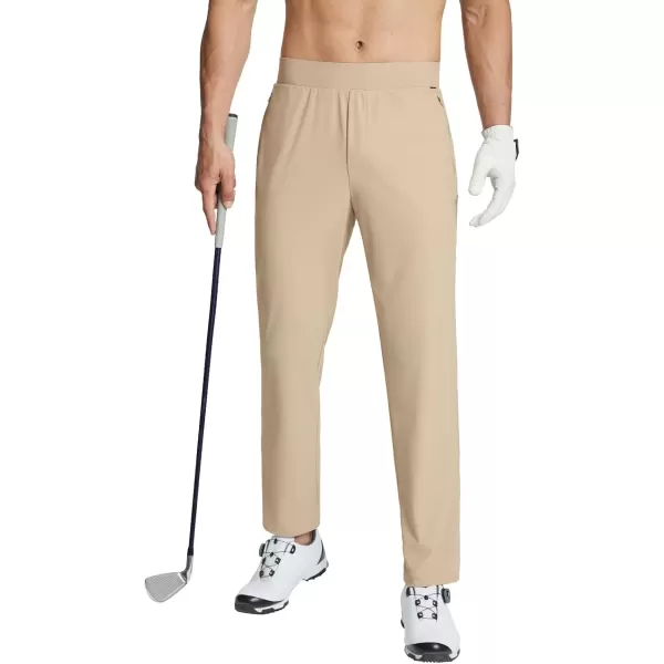 imageBALEAF Mens Golf Pants Stretch Relaxed Fit 30quot Sweatpants with Zipper Pockets Work Casual AthleticEkhaki