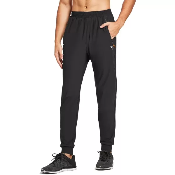 imageBALEAF Mens Joggers Pants Athletic Workout Track Running Gym Lightweight Quick Dry Tapered Jogger Zipper PocketsClassicblack