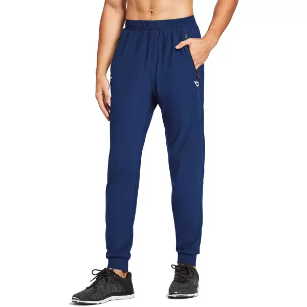 imageBALEAF Mens Joggers Pants Athletic Workout Track Running Gym Lightweight Quick Dry Tapered Jogger Zipper PocketsClassicnavy