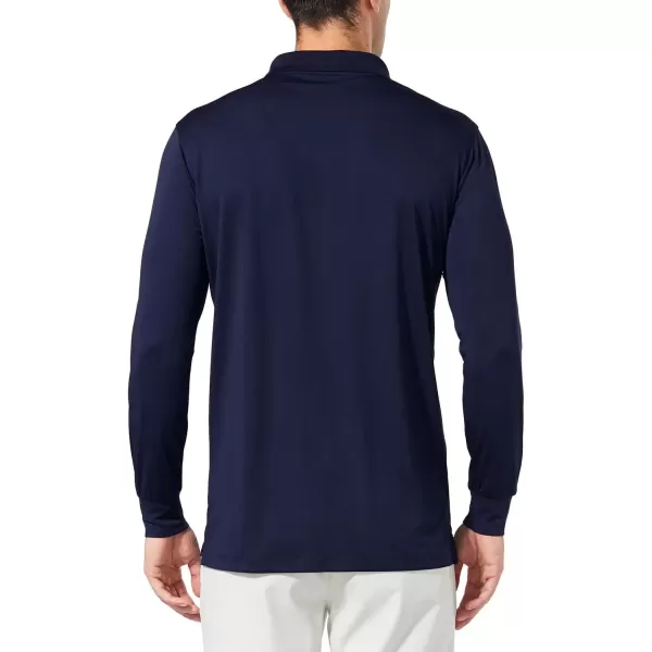 imageBALEAF Mens Long Sleeve Golf Polo Shirt UPF 50 Quick Dry 3 Button Casual Work Outdoor Lightweight Performance Shirts01navy