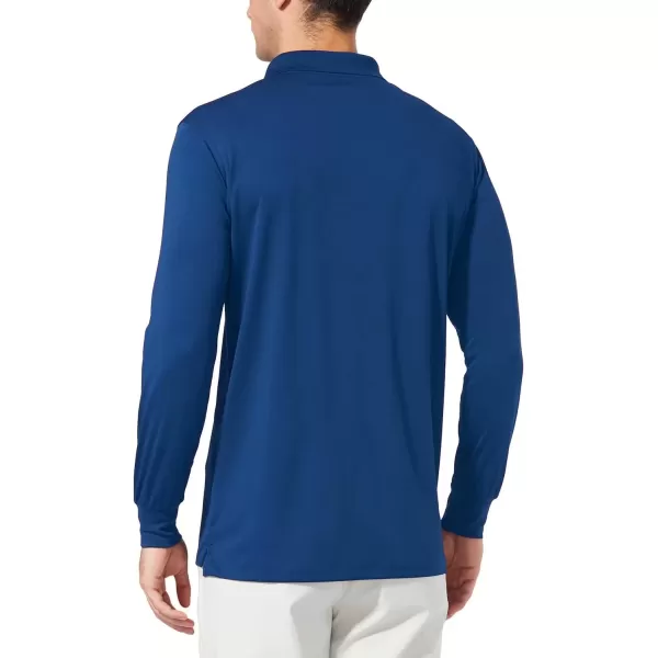 imageBALEAF Mens Long Sleeve Golf Polo Shirt UPF 50 Quick Dry 3 Button Casual Work Outdoor Lightweight Performance Shirts06royal Blue