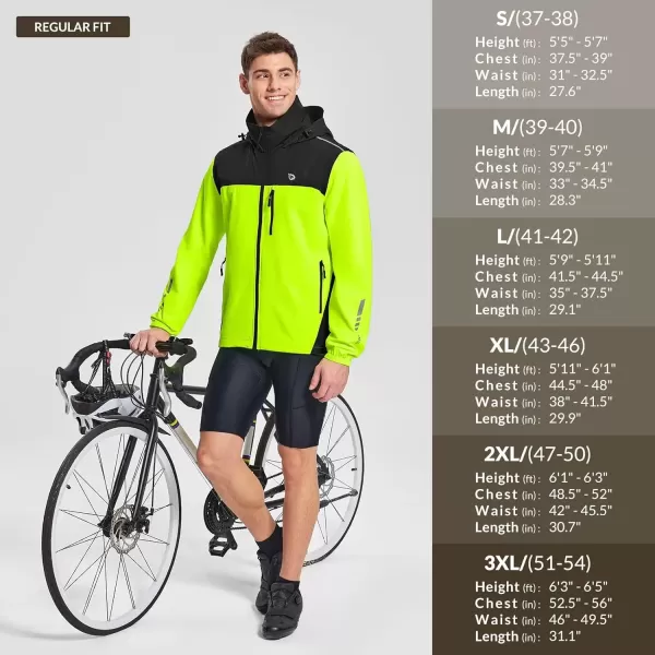 imageBALEAF Mens Rain Jacket Waterproof Windbreaker Packable Hood Running Cycling GearGreen Black