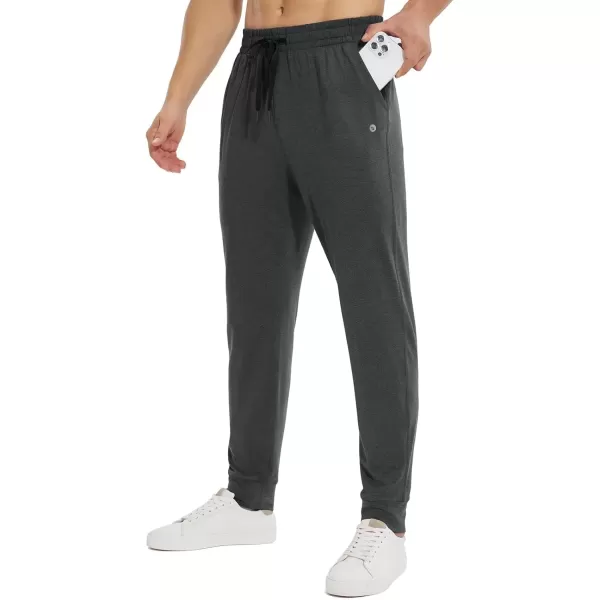 imageBALEAF Mens Sweatpants with Zipper Pockets Ultral Soft Tapered Joggers Comfy Athletic Pants Running WorkoutBlack