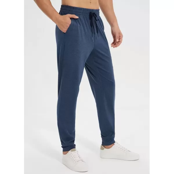 imageBALEAF Mens Sweatpants with Zipper Pockets Ultral Soft Tapered Joggers Comfy Athletic Pants Running WorkoutBlue