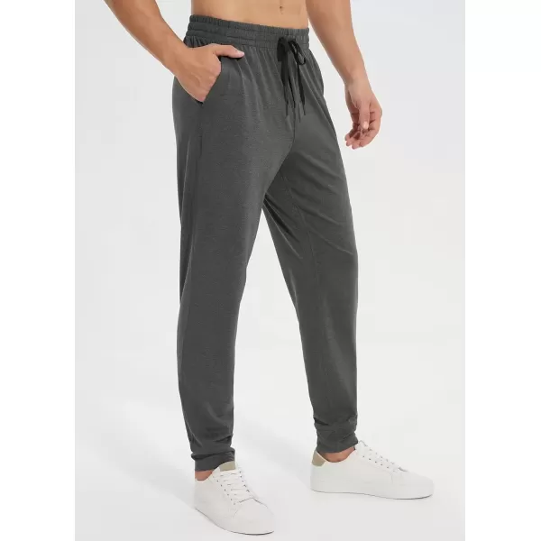 imageBALEAF Mens Sweatpants with Zipper Pockets Ultral Soft Tapered Joggers Comfy Athletic Pants Running WorkoutDeep Gray