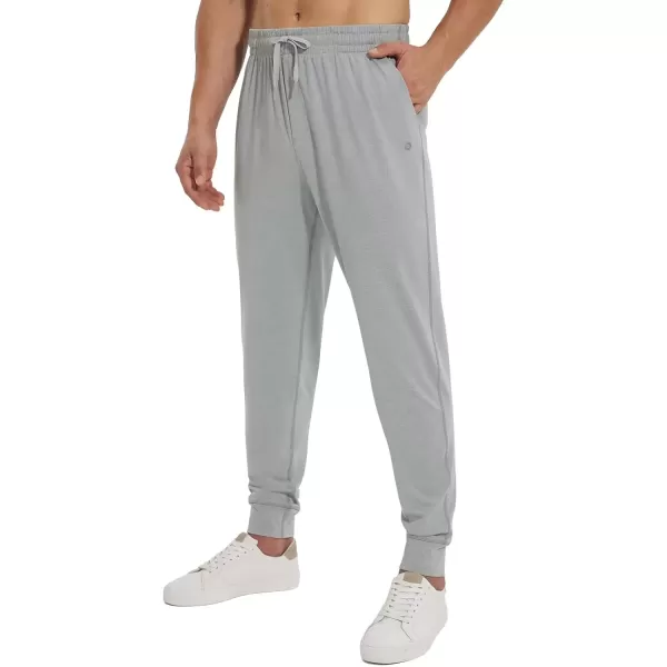 imageBALEAF Mens Sweatpants with Zipper Pockets Ultral Soft Tapered Joggers Comfy Athletic Pants Running WorkoutLight Gray