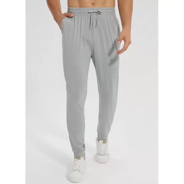 imageBALEAF Mens Sweatpants with Zipper Pockets Ultral Soft Tapered Joggers Comfy Athletic Pants Running WorkoutLight Gray