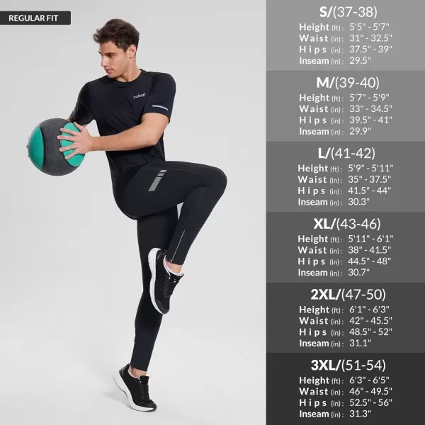 imageBALEAF Mens Winter Running Tights Thermal Cycling Pants Water Resistant Pockets Zipper Legs Cold WeatherBblack