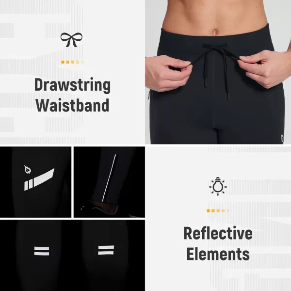 imageBALEAF Mens Winter Running Tights Thermal Cycling Pants Water Resistant Pockets Zipper Legs Cold WeatherBblack