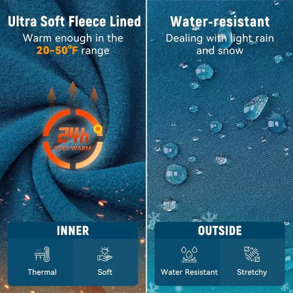imageBALEAF Mens Winter Running Tights Thermal Cycling Pants Water Resistant Pockets Zipper Legs Cold WeatherBdeep Blue