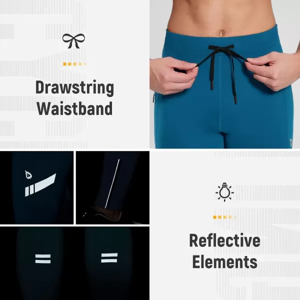 imageBALEAF Mens Winter Running Tights Thermal Cycling Pants Water Resistant Pockets Zipper Legs Cold WeatherBdeep Blue