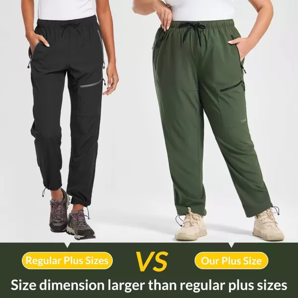 imageBALEAF Plus Size Pants for Women Hiking Cargo Water Resistant UPF 50 Cargo Joggers Zipper PocketsArmy Green