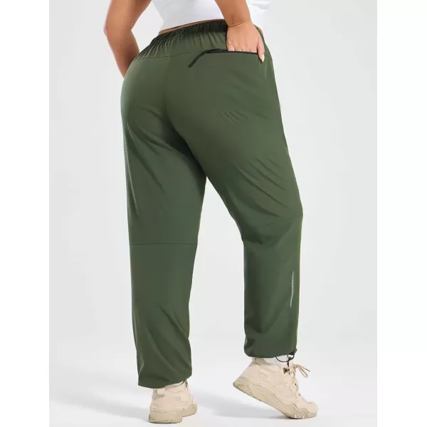 imageBALEAF Plus Size Pants for Women Hiking Cargo Water Resistant UPF 50 Cargo Joggers Zipper PocketsArmy Green