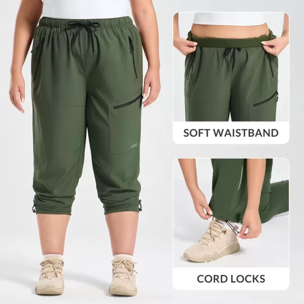 imageBALEAF Plus Size Pants for Women Hiking Cargo Water Resistant UPF 50 Cargo Joggers Zipper PocketsArmy Green