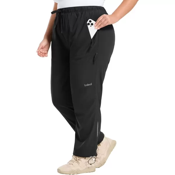 imageBALEAF Plus Size Pants for Women Hiking Cargo Water Resistant UPF 50 Cargo Joggers Zipper PocketsBlack