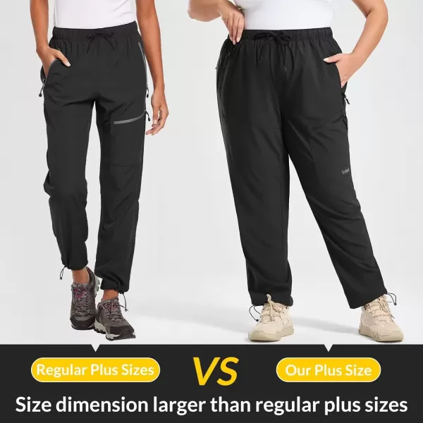 imageBALEAF Plus Size Pants for Women Hiking Cargo Water Resistant UPF 50 Cargo Joggers Zipper PocketsBlack