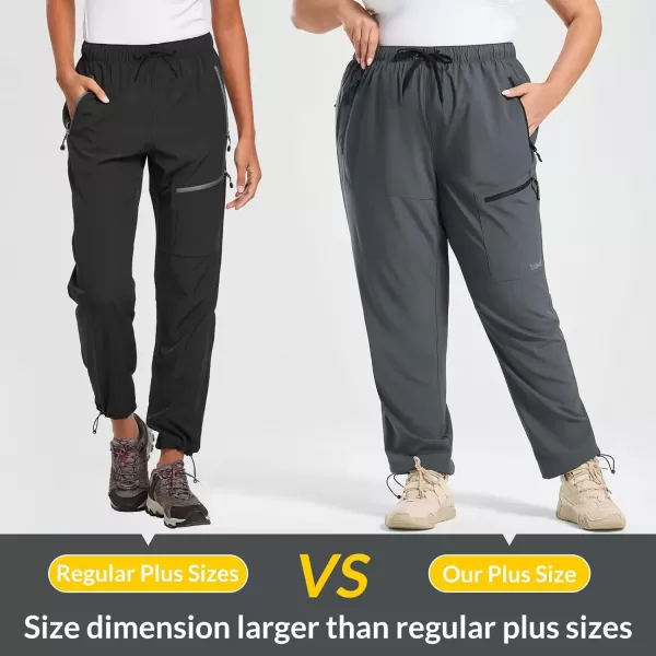 imageBALEAF Plus Size Pants for Women Hiking Cargo Water Resistant UPF 50 Cargo Joggers Zipper PocketsDark Gray