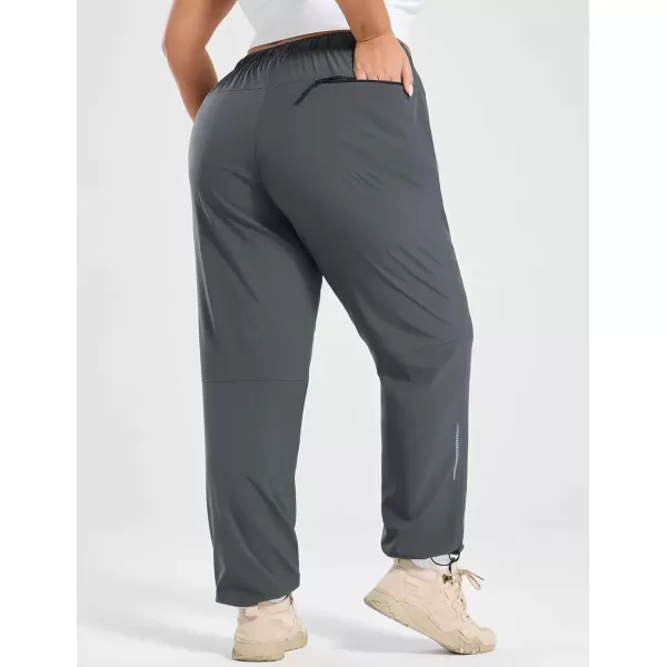 imageBALEAF Plus Size Pants for Women Hiking Cargo Water Resistant UPF 50 Cargo Joggers Zipper PocketsDark Gray