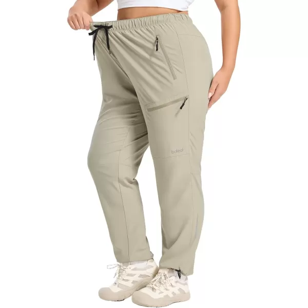 imageBALEAF Plus Size Pants for Women Hiking Cargo Water Resistant UPF 50 Cargo Joggers Zipper PocketsKhaki