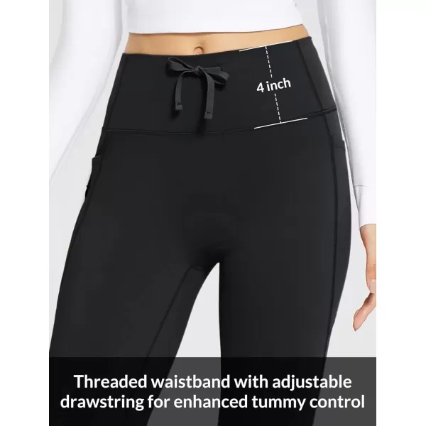 imageBALEAF Womens Fleece Lined Pants Winter Thermal Warm Bootcut Flare Leggings Hiking Yoga Pants with Zip Pockets Cold WeatherBlack