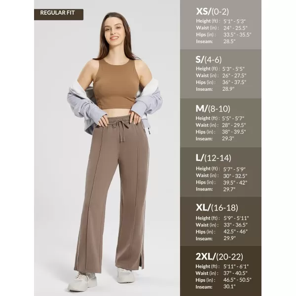 imageBALEAF Womens Fleece Lined Wide Leg Sweatpants Drawstring Sweat Pants with Pockets Athletic Track Fall WinterTan