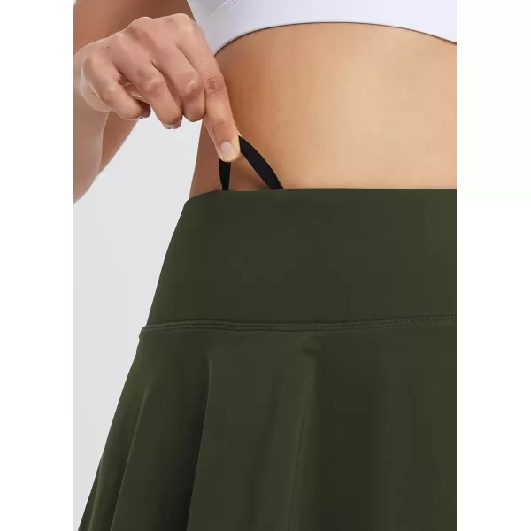 imageBALEAF Womens 14quot Tennis Skirts Golf Skorts with Pockts Pleated Mini Skirt Athletic Workout Liner Shorts Layered RuffleArmy Green