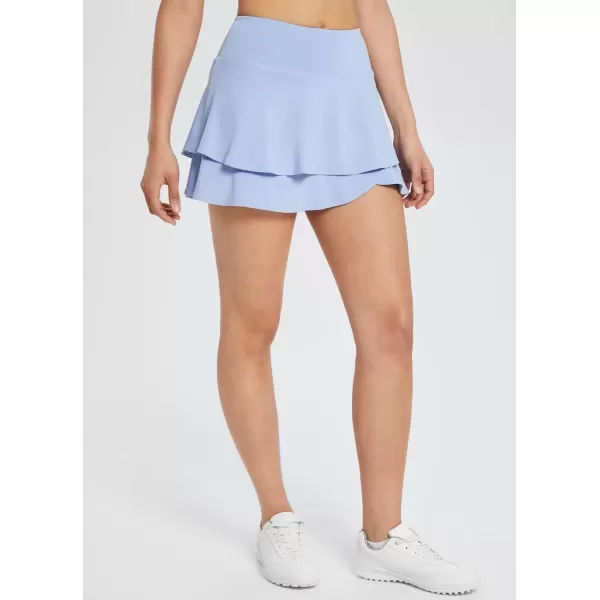 imageBALEAF Womens 14quot Tennis Skirts Golf Skorts with Pockts Pleated Mini Skirt Athletic Workout Liner Shorts Layered RuffleBlue