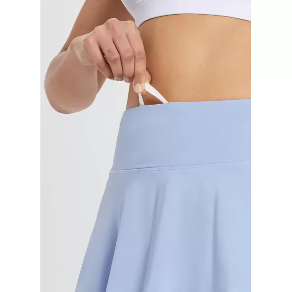 imageBALEAF Womens 14quot Tennis Skirts Golf Skorts with Pockts Pleated Mini Skirt Athletic Workout Liner Shorts Layered RuffleBlue