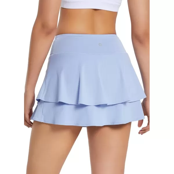 imageBALEAF Womens 14quot Tennis Skirts Golf Skorts with Pockts Pleated Mini Skirt Athletic Workout Liner Shorts Layered RuffleBlue