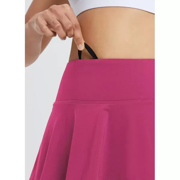 imageBALEAF Womens 14quot Tennis Skirts Golf Skorts with Pockts Pleated Mini Skirt Athletic Workout Liner Shorts Layered RuffleRose