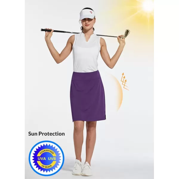 imageBALEAF Womens 20quot Golf Skirts Knee Length Skorts Athletic Modest Long Acitive Casual Pockets UV Protection01purple