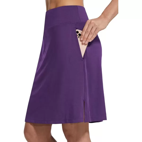 imageBALEAF Womens 20quot Golf Skirts Knee Length Skorts Athletic Modest Long Acitive Casual Pockets UV Protection01purple