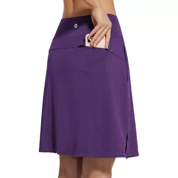 imageBALEAF Womens 20quot Golf Skirts Knee Length Skorts Athletic Modest Long Acitive Casual Pockets UV Protection01purple