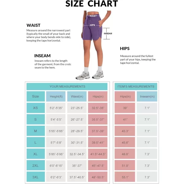 imageBALEAF Womens 7quot Athletic Long Running Shorts Workout Gym Quick Dry Hiking Shorts High Waisted Zipper PocketPurple