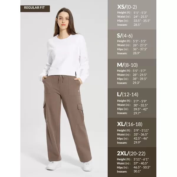 imageBALEAF Womens Fleece Lined Cargo Sweatpants Wide Leg Sweat Pants with Pockets Mid Rise Dance AthleticTan