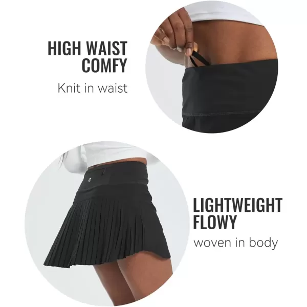 imageBALEAF Womens Pleated Tennis Skirt Golf Skorts for Woman High Waisted Lightweight Athletic Shorts PocketsBlack