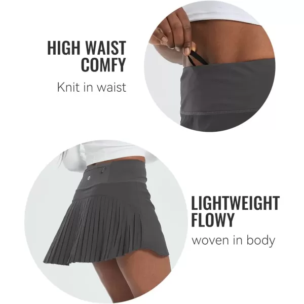 imageBALEAF Womens Pleated Tennis Skirt Golf Skorts for Woman High Waisted Lightweight Athletic Shorts PocketsGray