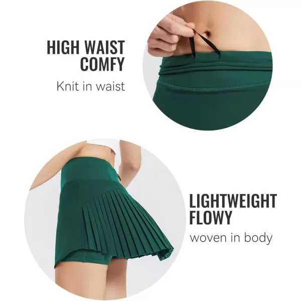 imageBALEAF Womens Pleated Tennis Skirt Golf Skorts for Woman High Waisted Lightweight Athletic Shorts PocketsGreen