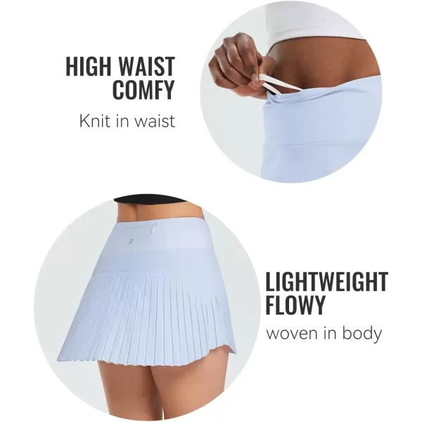 imageBALEAF Womens Pleated Tennis Skirt Golf Skorts for Woman High Waisted Lightweight Athletic Shorts PocketsSnow Blue