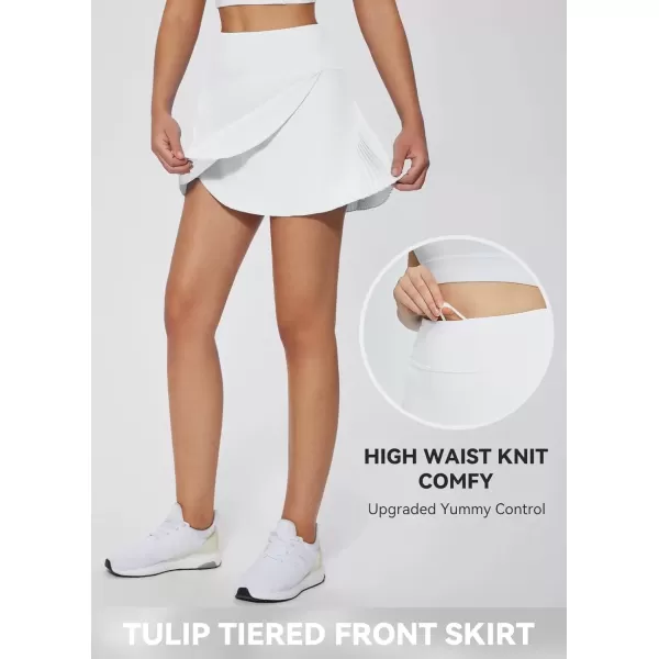 imageBALEAF Womens Pleated Tennis Skirt Golf Skorts for Woman High Waisted Lightweight Athletic Shorts PocketsWhitetiered Front