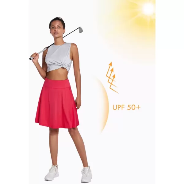 imageBALEAF Womens Skorts Skirts 20quot Knee Length Long Golf Sports Casual Skirts Modest with PocketsDeep Pink