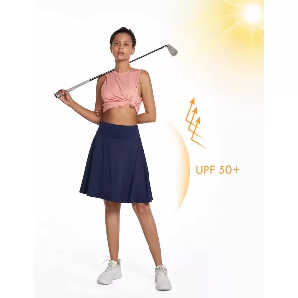 imageBALEAF Womens Skorts Skirts 20quot Knee Length Long Golf Sports Casual Skirts Modest with PocketsNavy