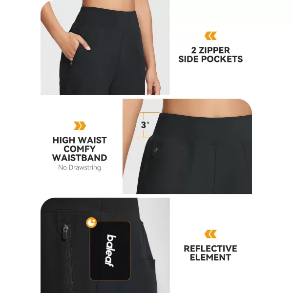 imageBALEAF 7 Long Athletic Shorts for Women Running High Waisted Quick Dry Workout Bermuda Soft Zipper Pockets UPF 50Black