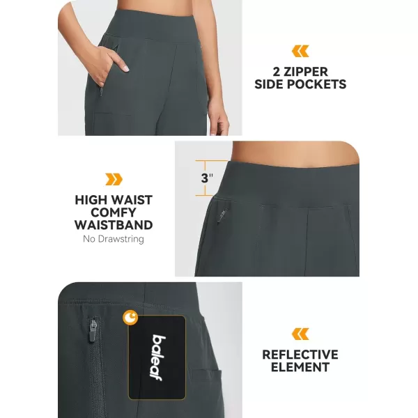 imageBALEAF 7 Long Athletic Shorts for Women Running High Waisted Quick Dry Workout Bermuda Soft Zipper Pockets UPF 50Gray